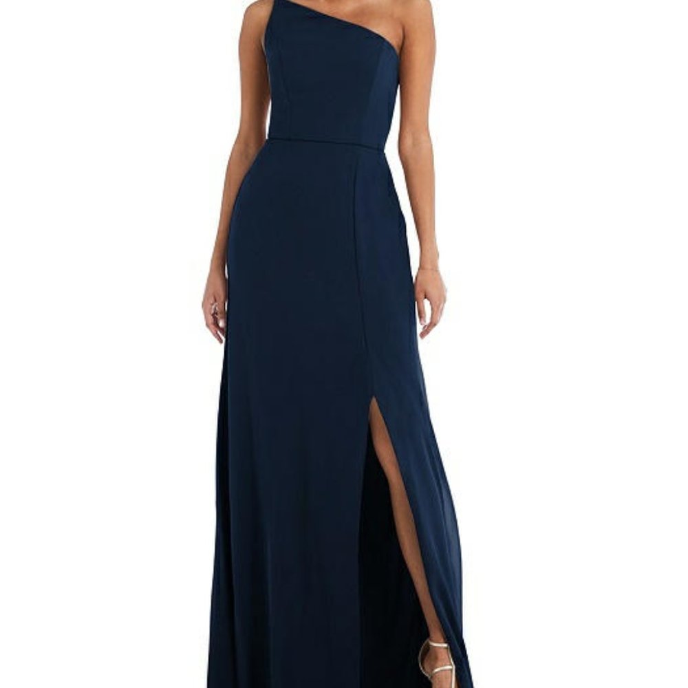 After Six 1544 - Skinny One-Shoulder Trumpet Gown with Front Slit